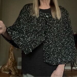 INC  Black & White Cardigan Sweater Cape - 
Petite Medium